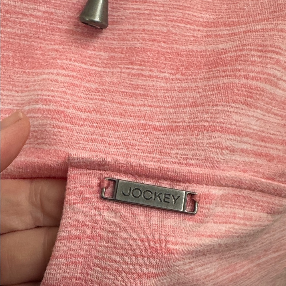Jockey Oversized Active Pink Variegated Hooded Pullover Front Pocket 3/4 sleeve - Picture 2 of 8